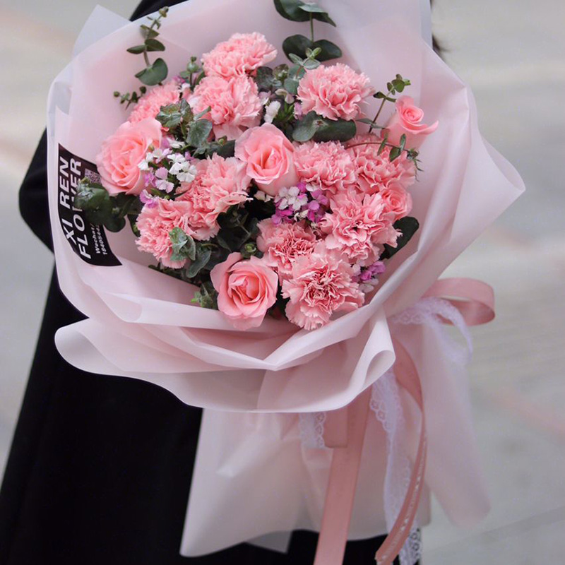 花束韩式母亲节康乃馨混搭鲜花速递同城北京送花妈妈鲜花速递同城