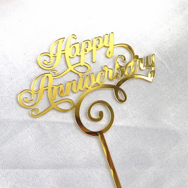 结婚周年纪念日happyanniversary亚克力蛋糕插牌派对蛋糕装饰