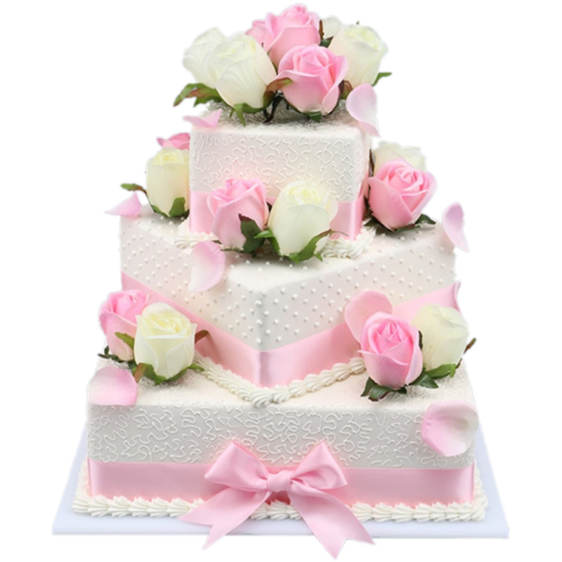 新款双层鲜花蛋糕样品网红花仙子唯美婚庆生日蛋糕仿真水果