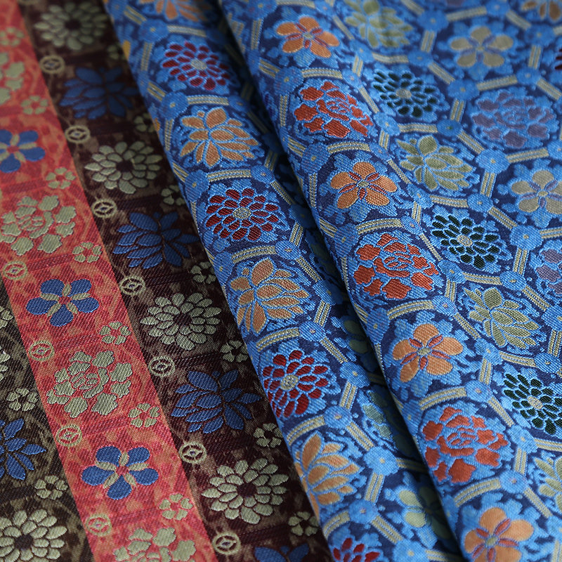 江南丝绸新品真丝宋锦龟背花骨朵老料传承布料海绵垫