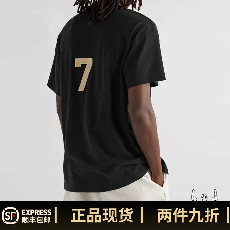 新款 FOG FEAR OF GOD 第七季主线宽松数字7植绒字母男女 短袖T恤