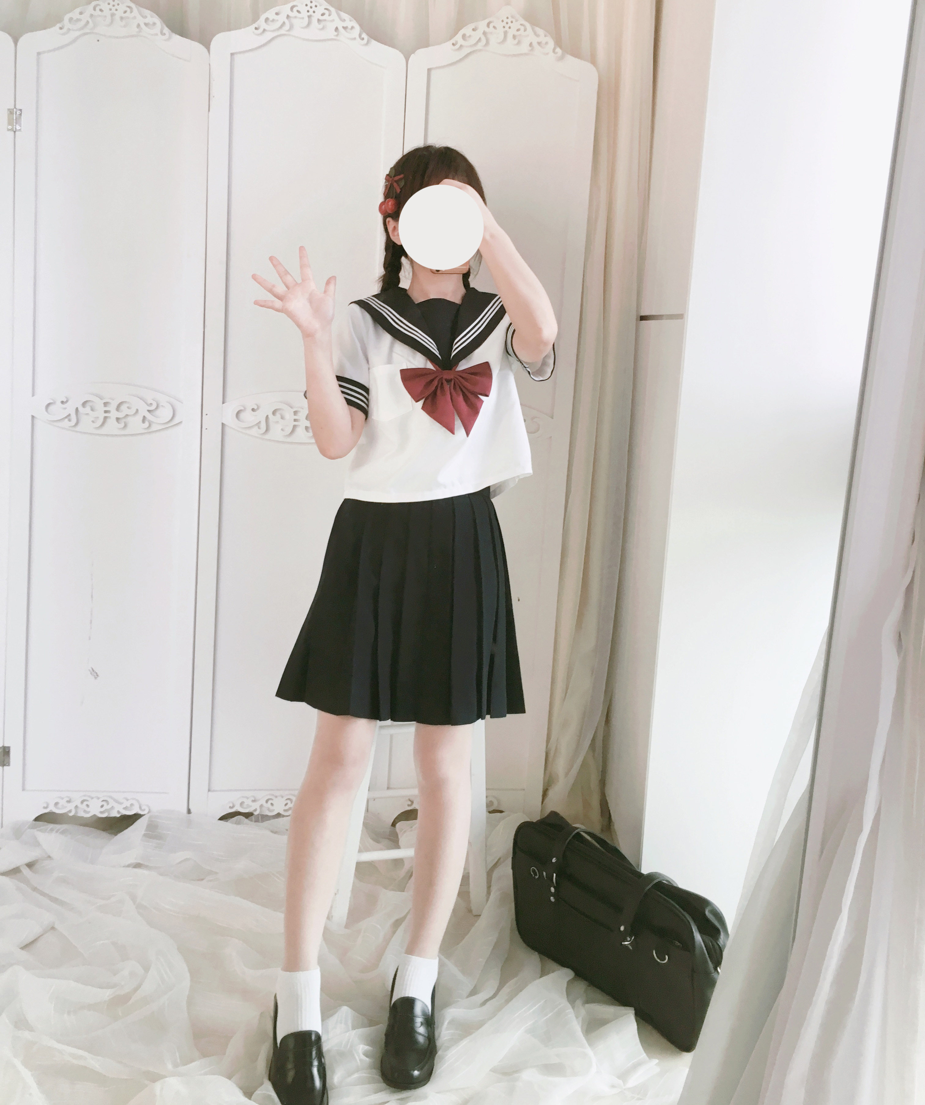 现货jk水手短袖少女减龄小清新制服正统白三本学生校服