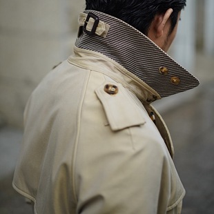 大衣春秋宽松英伦外套 中长款 thekiller男士 战壕风衣双排扣插肩袖