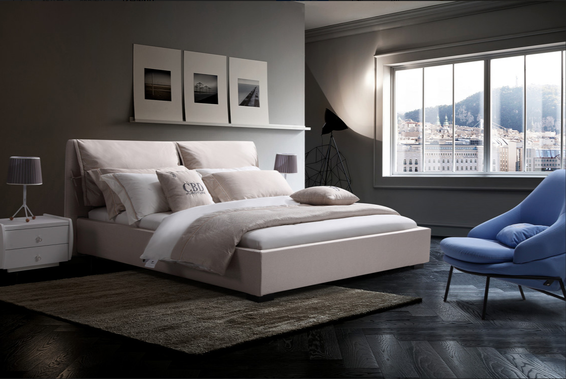 cbd家居软床白金bs6003双人床实木木床简约现代实木床