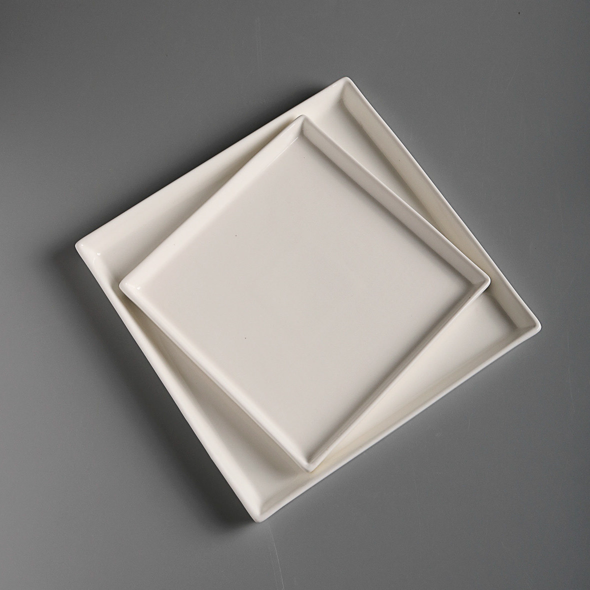 酒店中厨餐具正方方盘创意意境冷菜中式白瓷盘