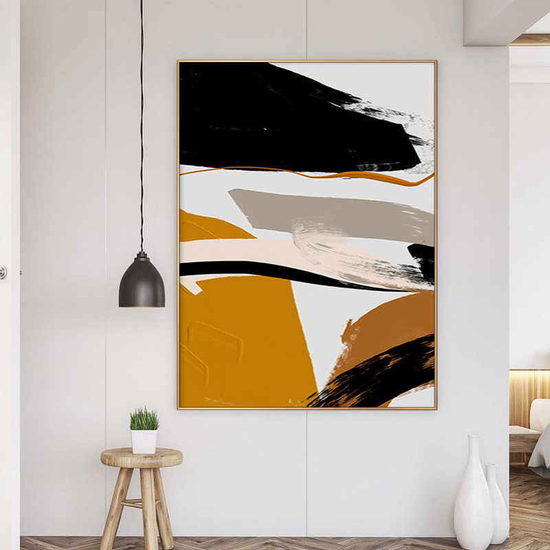 入户玄关装饰画竖版挂画现代简约抽象画艺术手绘油画油画