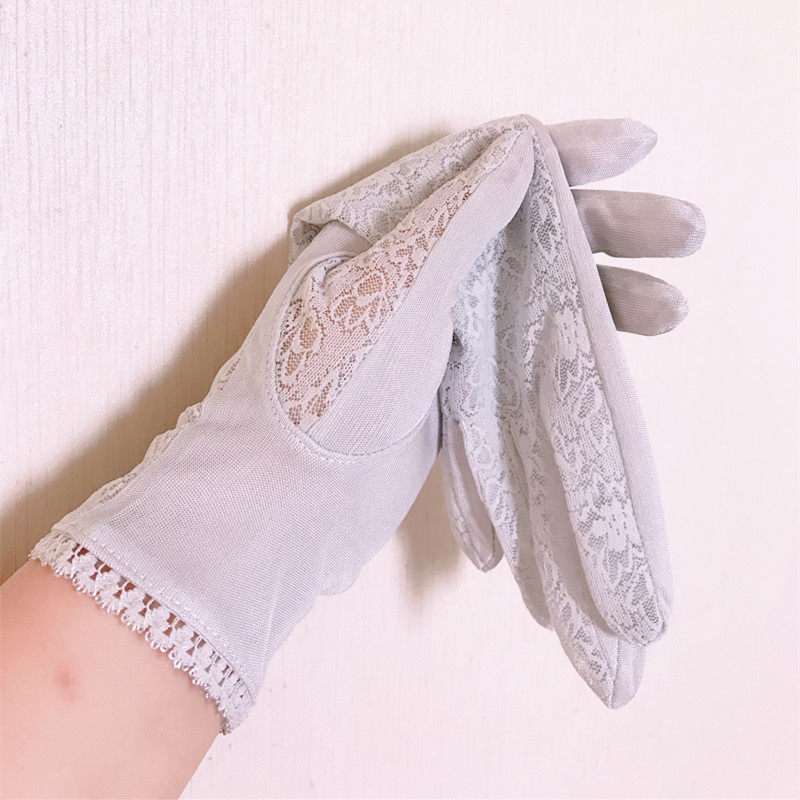 桑蚕丝手套女夏天薄短款防紫外线骑电车防滑透气开车防晒真丝手套