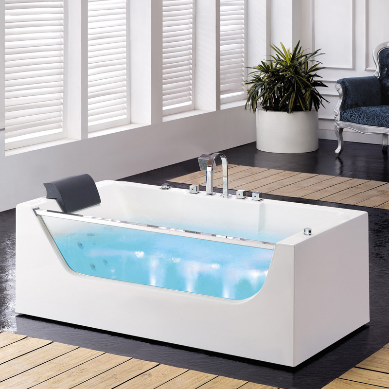 尚雷仕冲浪按摩浴缸恒温加热家用独立式小户型亚克力智能玻璃浴盆