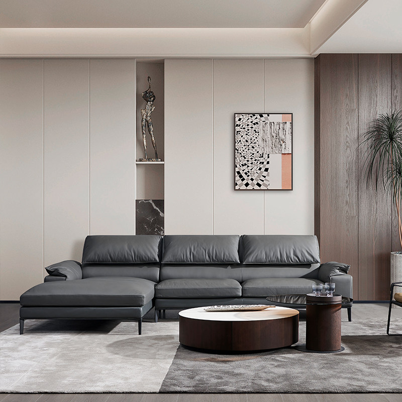 芈家优品意大利意式极简真皮沙发客厅现代轻奢设计师小户型转角