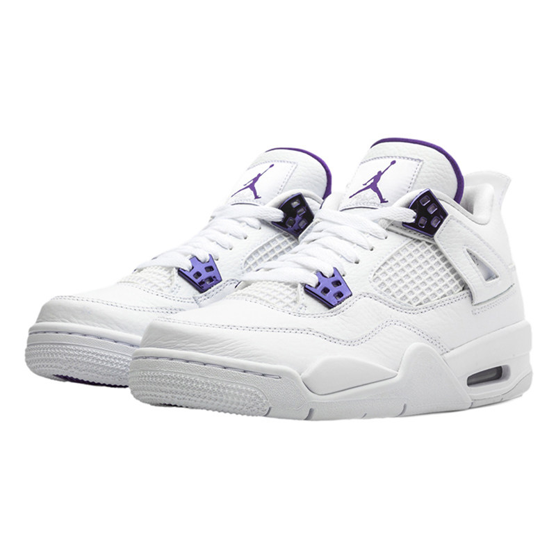 jordan4aj4纯白白紫葡萄金属扣男女低帮运动篮球鞋ct8527115