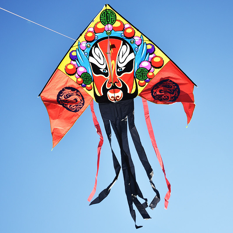 风筝脸谱潍坊初学者成人线轮套餐长尾三角保飞风筝