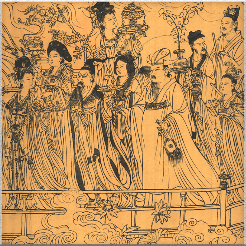 唐传吴道子八十七神仙长卷横幅水墨国画复古书画国画