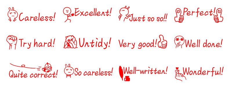 英语老师作业批改评语印章长条套装perfectgood成品印章