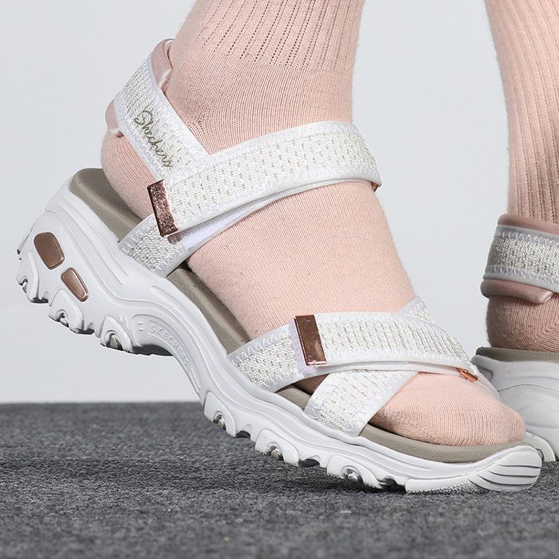 斯凯奇官方凉鞋女鞋2022夏季新款厚底魔术运动鞋运动沙滩鞋