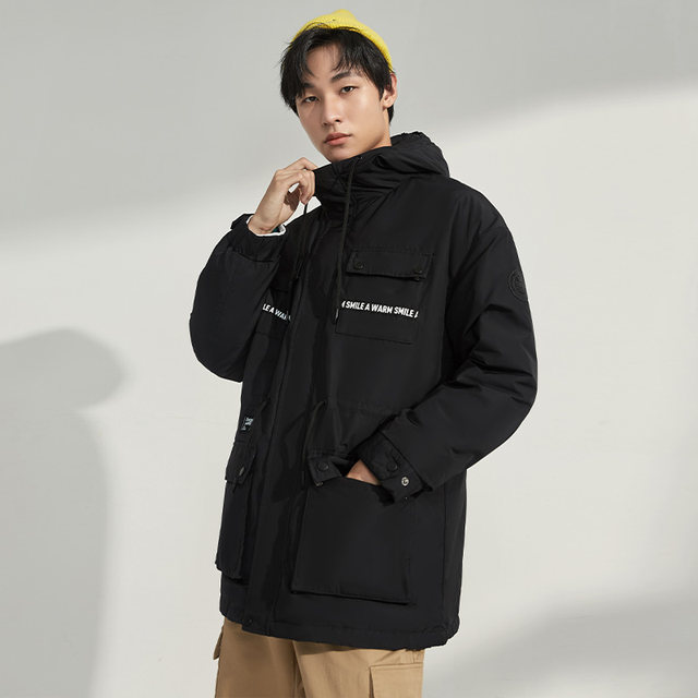 A21 autumn and winter 2020 new men's mid-length down jacket men's winter thickened tooling jacket men's trend A21 autumn and winter 2020 new men's mid-length down jacket men's winter thickened tooling jacket men's trend