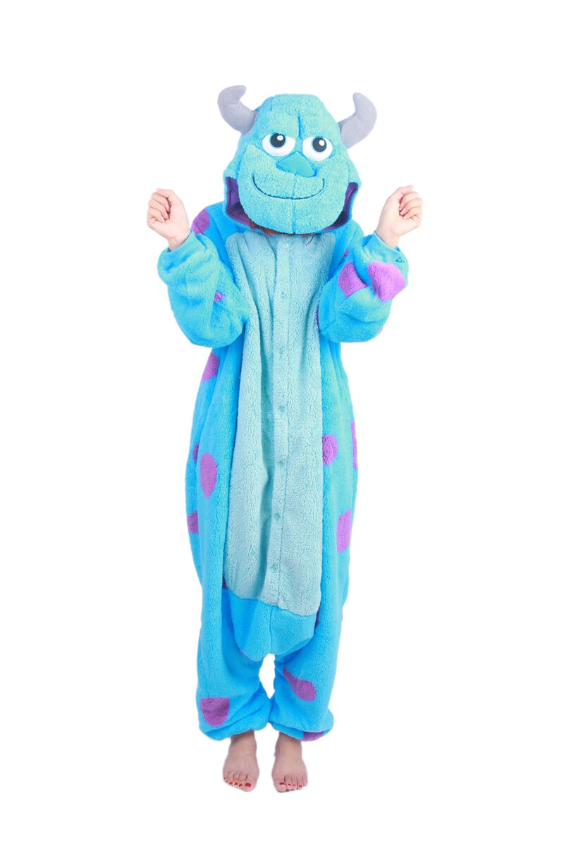 谢霆锋睡衣情侣毛怪可爱动漫男女连体怪兽卡通睡衣