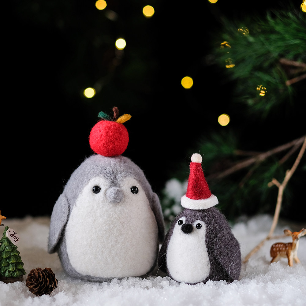 北欧欧风手工羊毛毛毡小企鹅家居装饰摆件摄影道具摆件