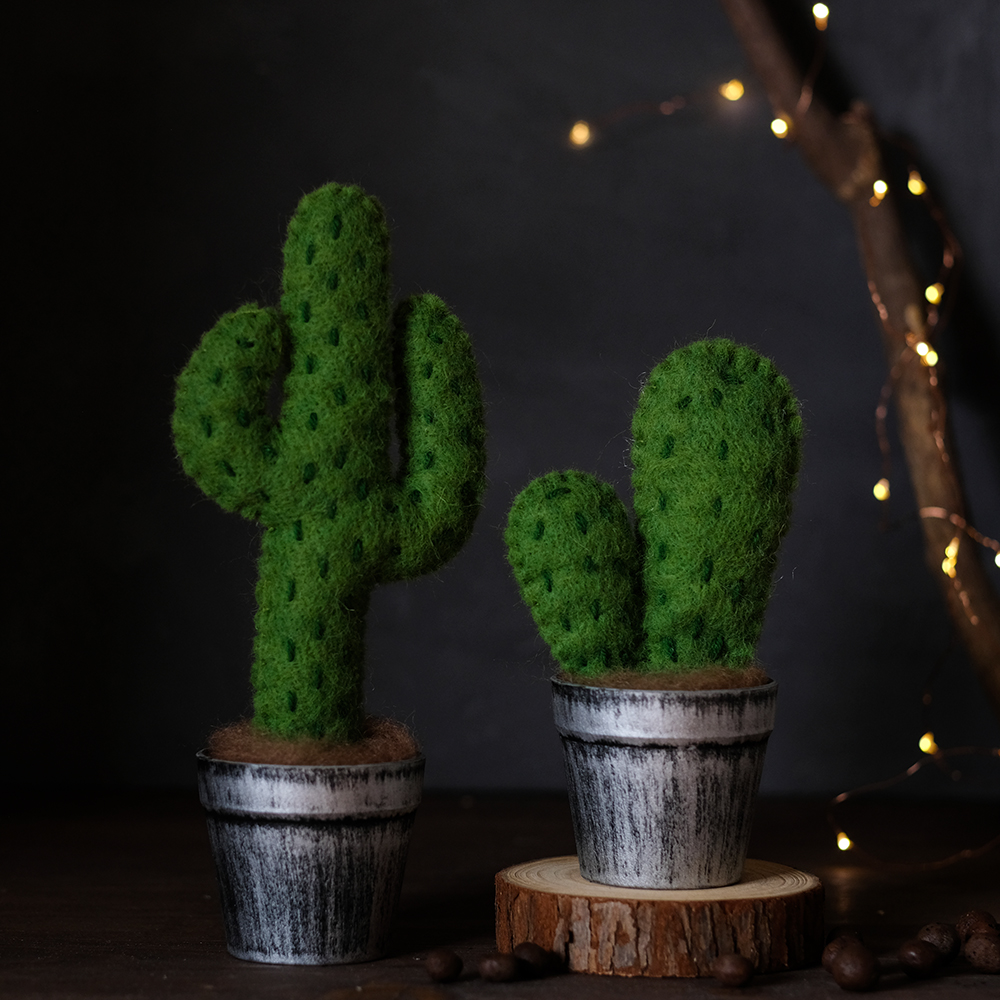 羊毛毛毡仙人掌多肉盆栽ins北欧家居装饰客厅办公室摆件