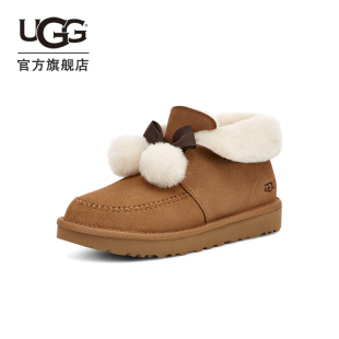 UGG秋季女士时尚舒适平底圆头蝴蝶结翻折鞋口懒人毛毛鞋 1153517