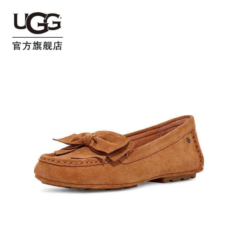 UGG春夏新款女士单鞋平底蝴蝶结休闲一脚蹬豆豆鞋1115136 - 图0