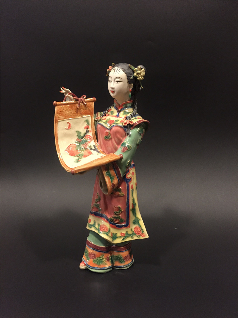 陶瓷陶瓷工艺工艺品石湾公仔人物物中国风古典仕女可爱摆件