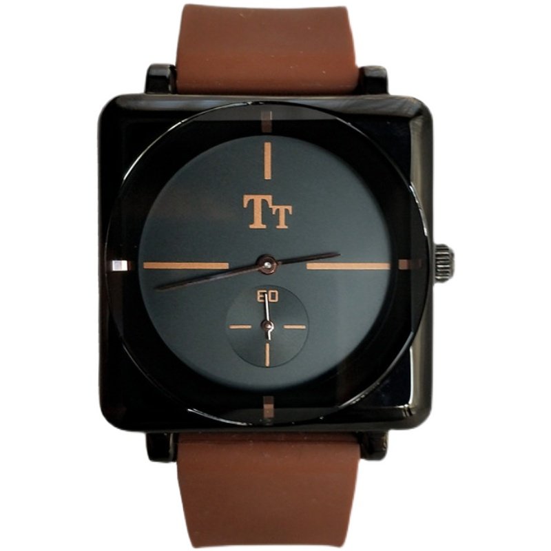 tt新款手表方形简约小盘秒针硅胶表带气质国产腕表