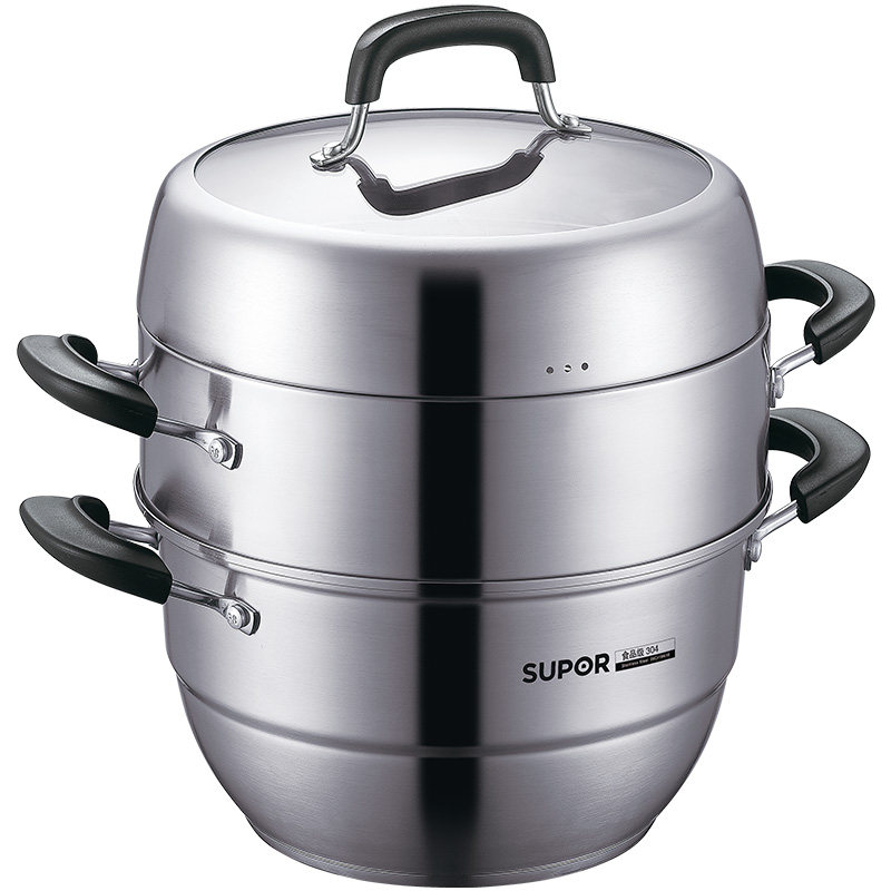 苏泊尔蒸锅家用不锈钢三层蒸笼大容量蒸鱼神器隔水蒸锅