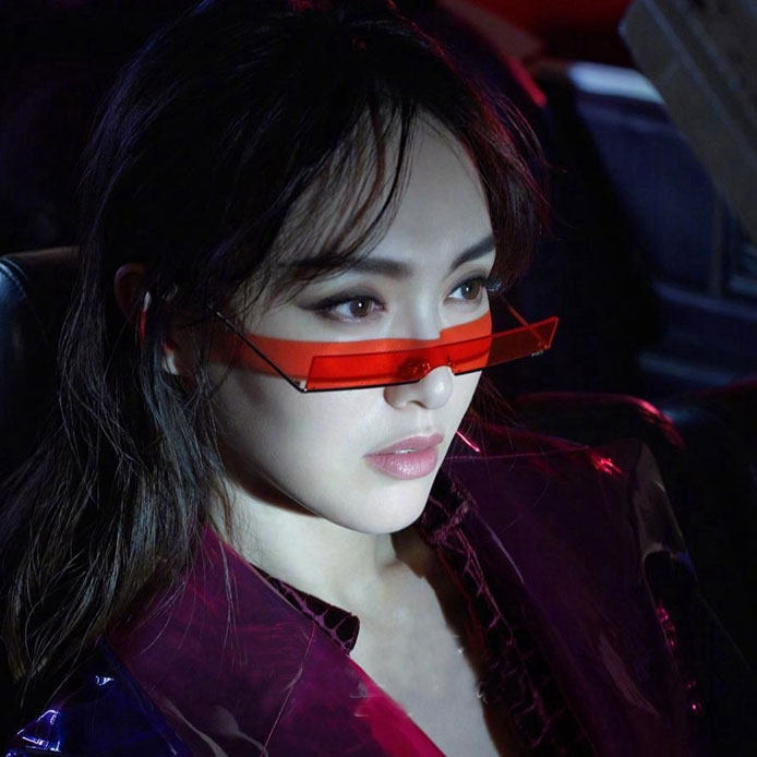 中国新说唱l4wudu雾都同款眼镜黄色一体嘻哈个性潮流墨