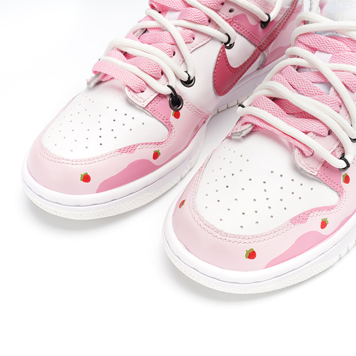 nike dunk low草莓奶茶 解构风 学院风 低帮休闲板鞋 少女粉 定制-mc