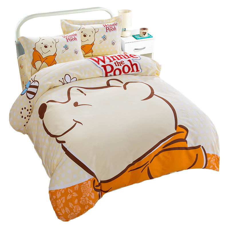 迪士尼儿童纯棉床上四件套女孩公主风卡通床单被套男孩三件套床品