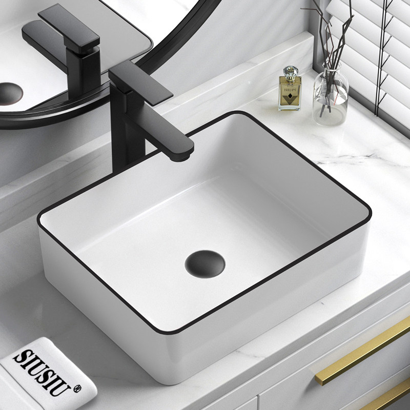 北欧陶瓷台上圆形洗手盆池黑艺术盆小尺寸家用台上盆