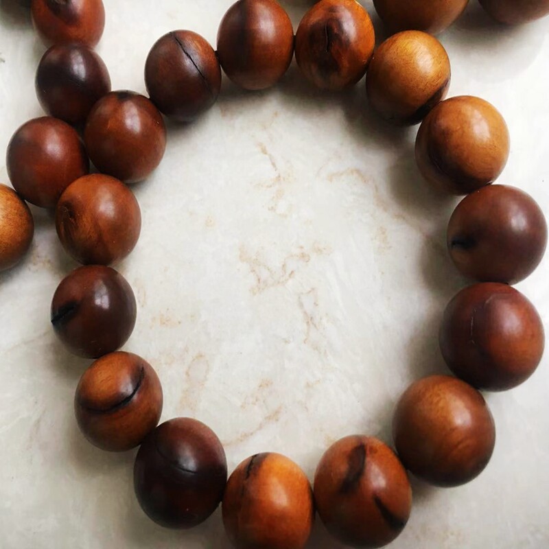 雷击枣木手串佛珠带雷纹裂珠子原木制作雷劈木自带能量