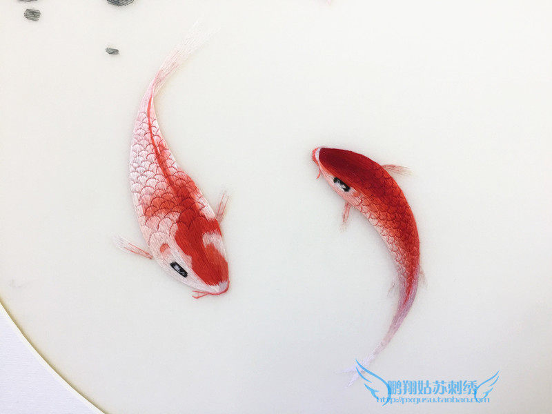 刺绣苏绣成品花卉锦鲤鲤鱼手工客厅沙发挂画苏绣
