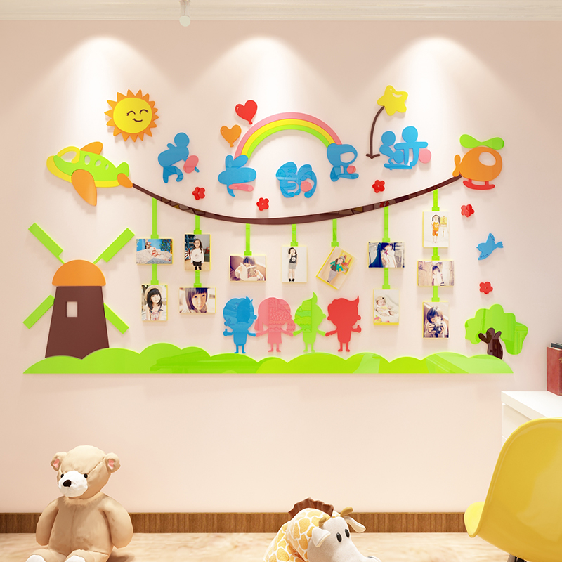 亚克力照片装饰幼儿园墙面贴画儿童房间布置早教墙贴