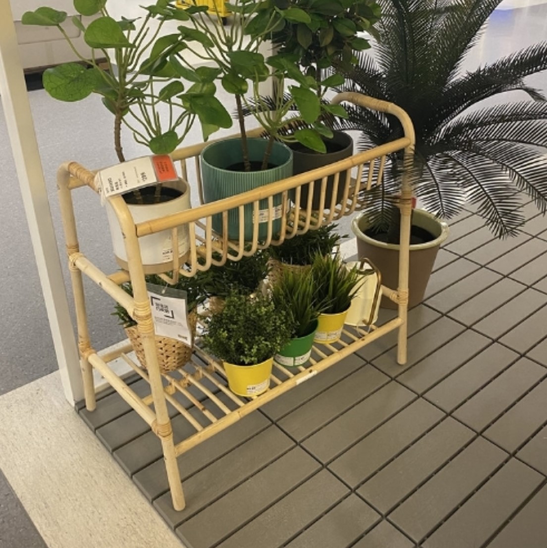 宜家家居ikea布克伯植物架藤条架花盆架绿植花架花架