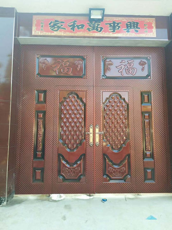 铁门农村庭院双开烤漆乡村进户铁板压花开门庭院门