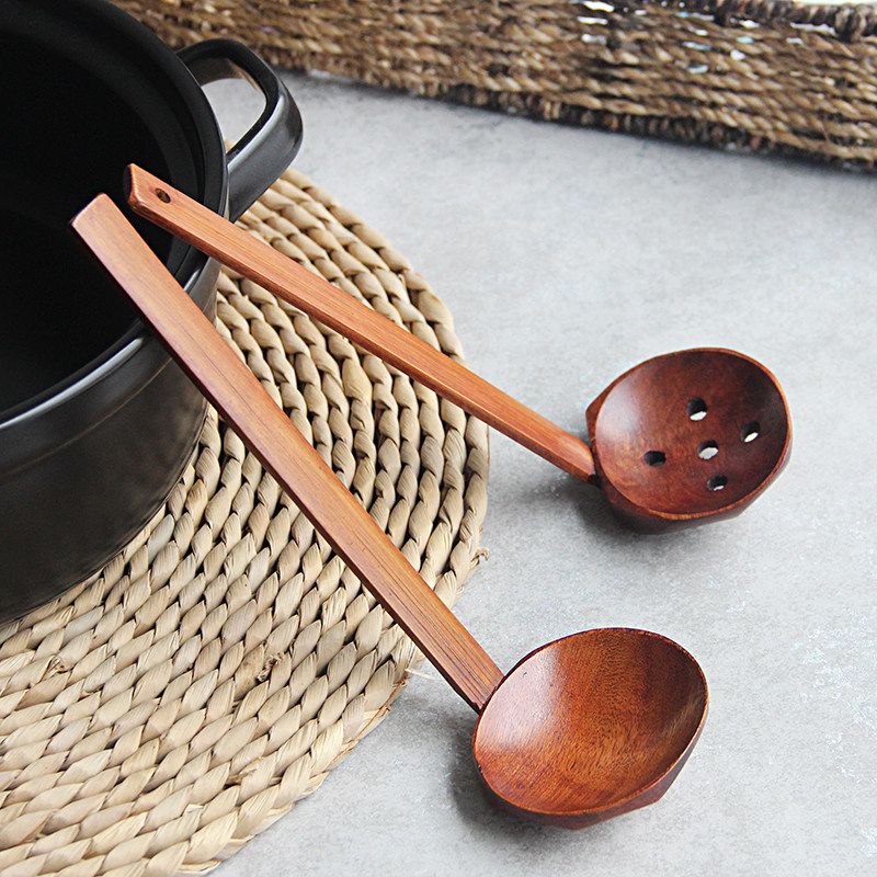 漏勺勺子火锅日式手工手工制制作木质不粘锅捞勺漏勺