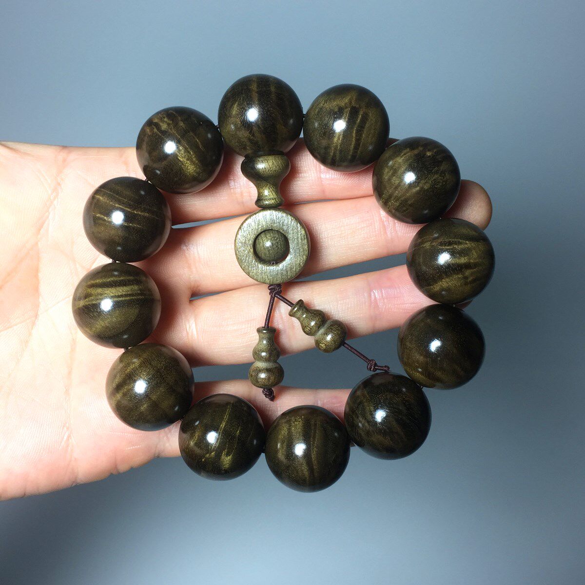 阴沉金丝楠木手串老料乌木佛珠手链女男20mm佛珠