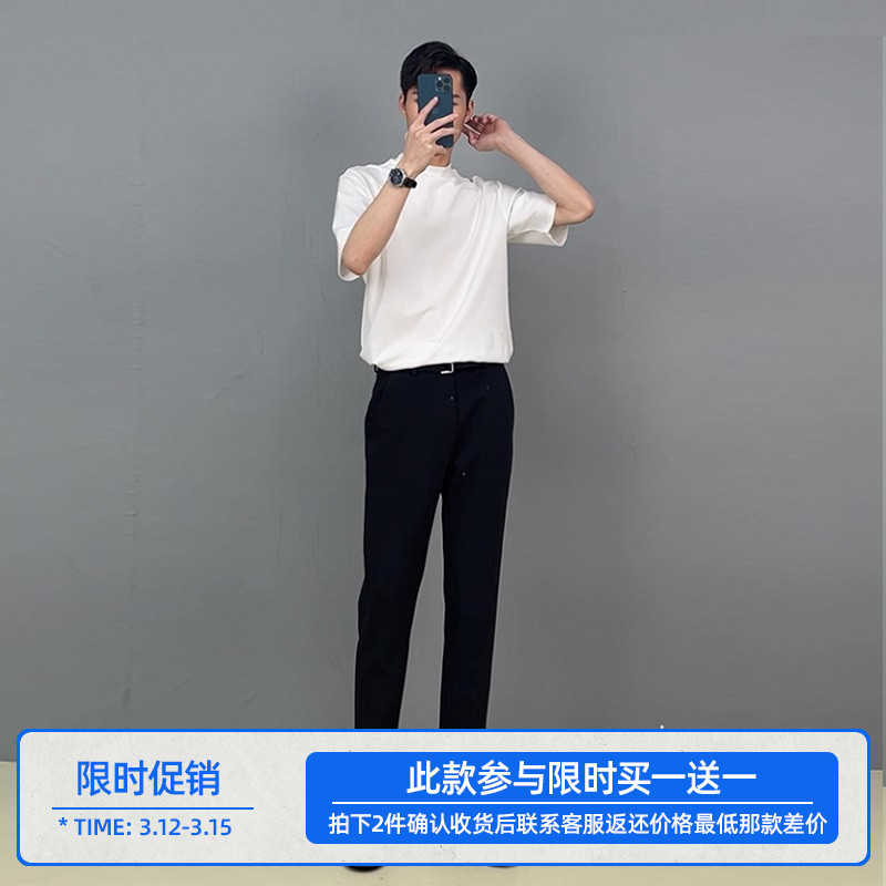 短袖t恤男士2022夏季纯棉体恤纯色打底衫男装半袖圆领上衣百搭潮