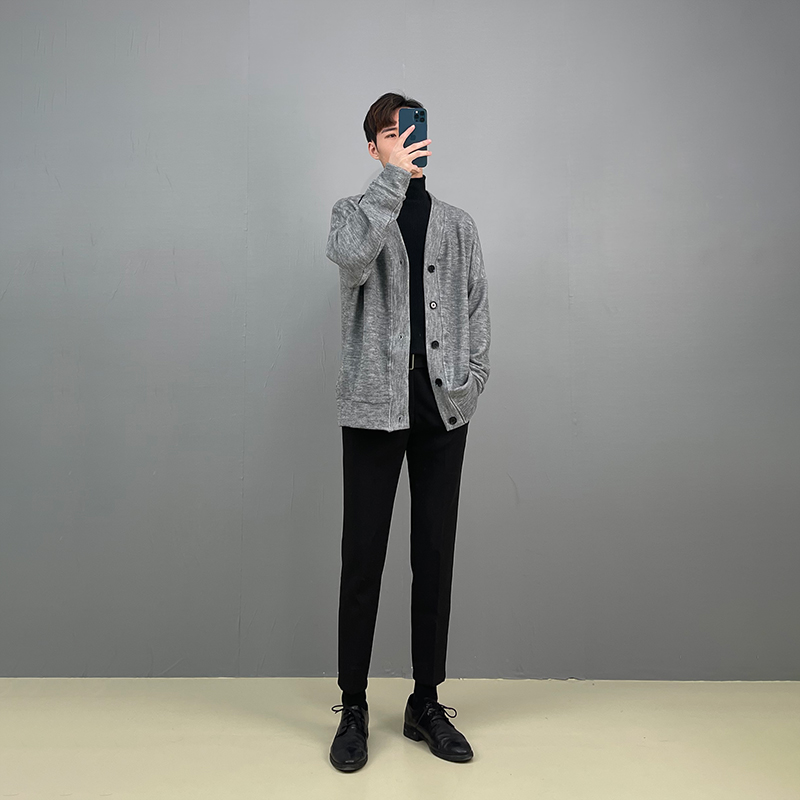 TWENTY FIVE 男士开衫毛衣2021春秋新款青年潮流针织外套上衣打底