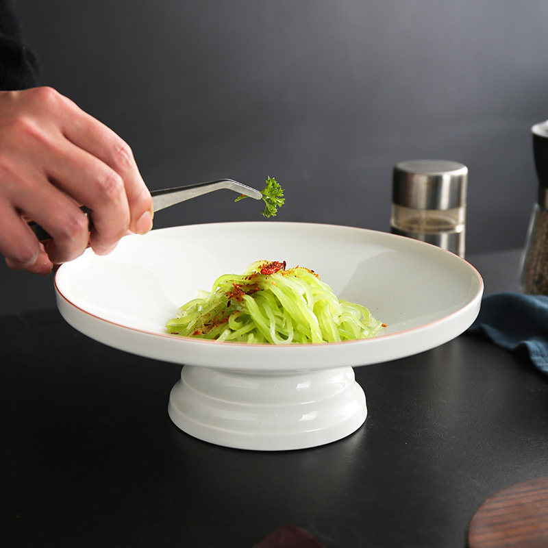 简洁高脚星级餐具酒店陶瓷明档凉菜创意盘子盘