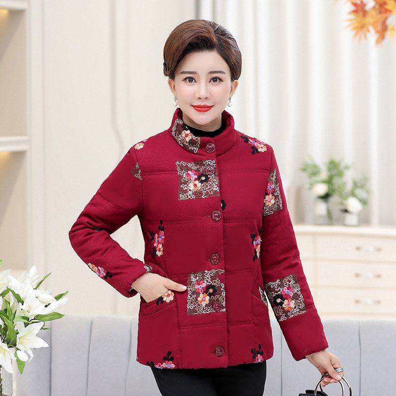 中老年棉服女2020年新款秋冬季外套女妈妈短款轻薄棉衣女式小棉袄