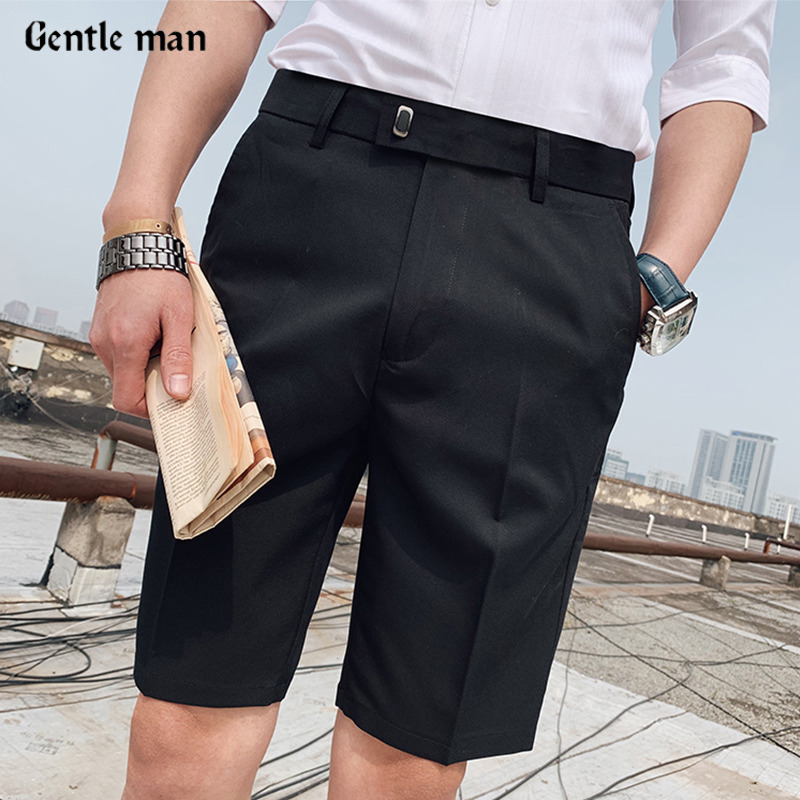 夏季纯色休闲短裤男英伦风韩版潮流五分裤修身百搭薄款潮牌西装裤