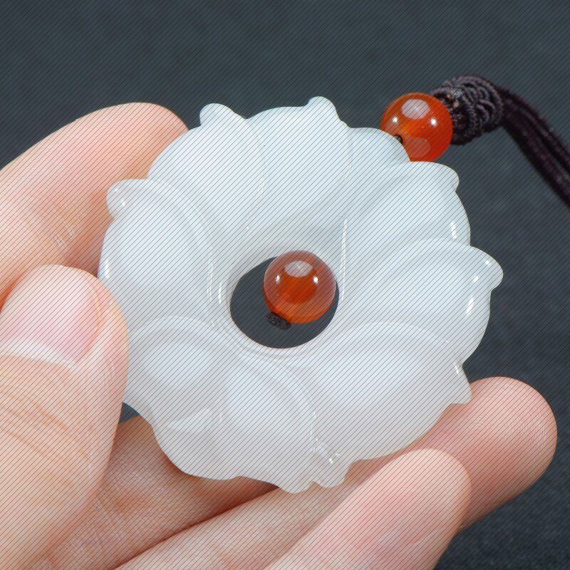 莲花吊坠真玉阁和田白玉女款镂空珠宝玉器颈饰其他