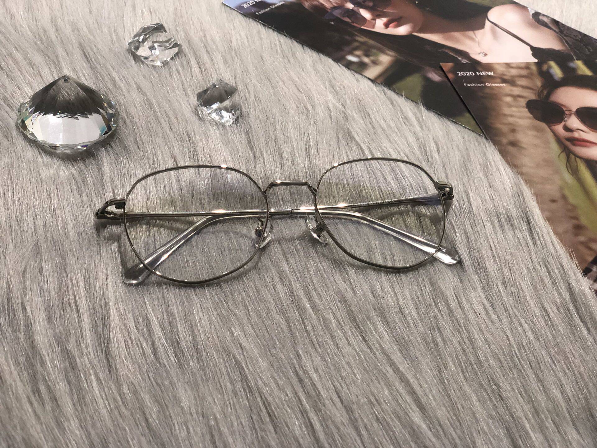 索菲玫瑰可配近视显瘦大脸半圆索菲亚金属镜框眼镜架