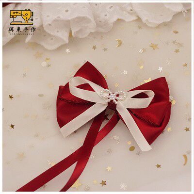 头饰珥东手洛丽塔浅蓝色发夹配饰lolita蝴蝶结软妹小物发饰