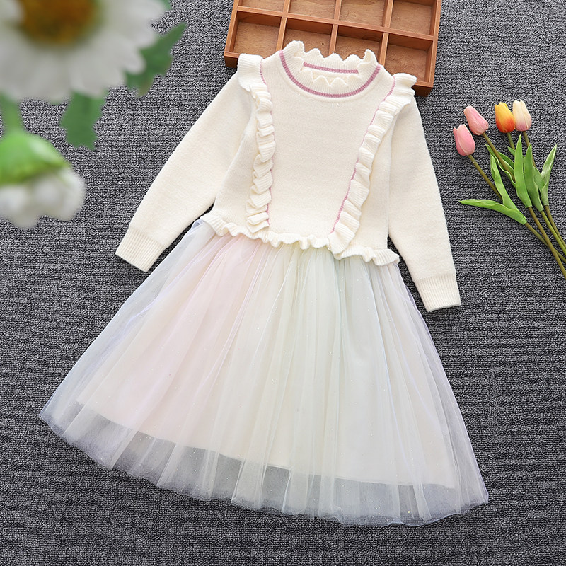 女童裙子针织10岁长裙儿童公主春秋洋气新款连衣裙