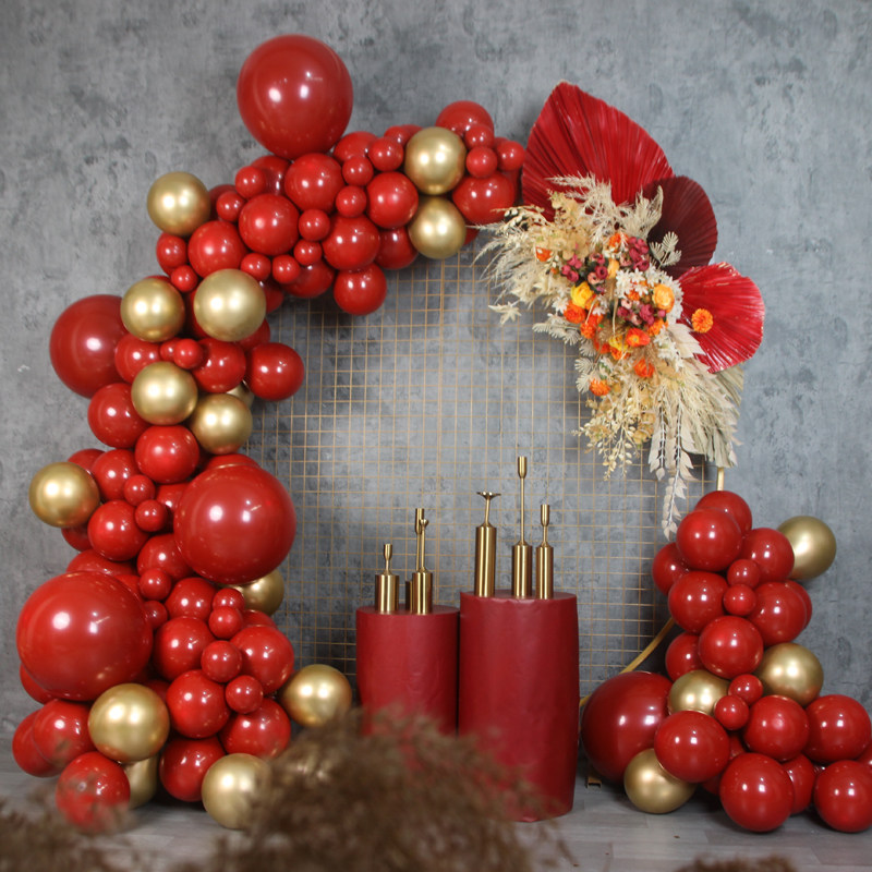 红金金色气球链新年会春节布置背景道具寿宴婚房装扮用品