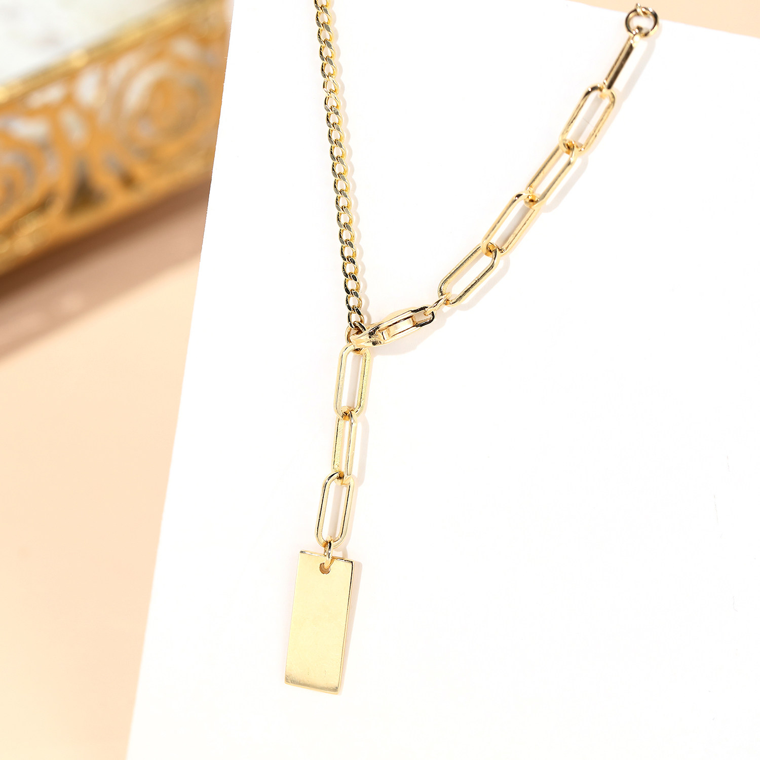 宝石矿工18k黄金简约百搭牛仔项链ins街头颈饰