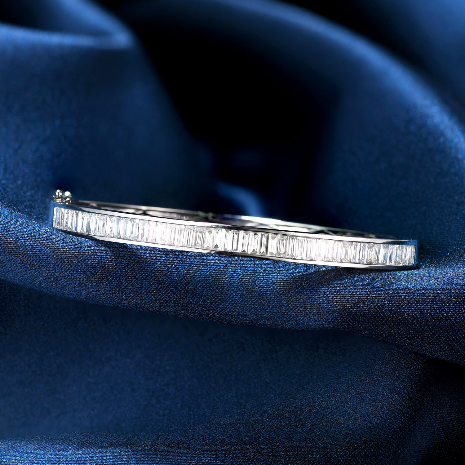 宝石真钻天然方天然时尚简约矿工女士手镯钻石方宽版手饰